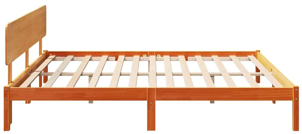 Estrado de cama com cabeceira Castanho, 180 x 200 cm, madeira de pinho