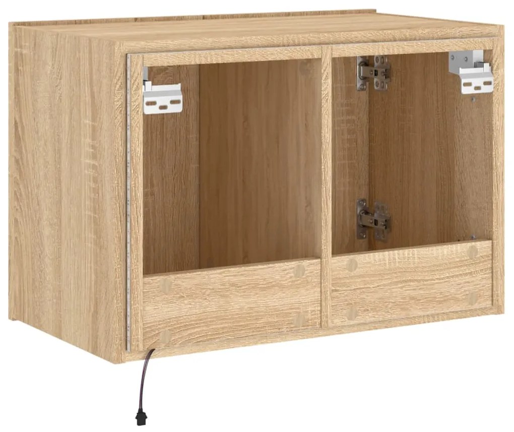 Móvel de parede p/ TV c/ luzes LED 60x35x41 cm carvalho sonoma