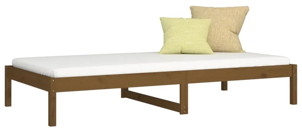 Sofá-cama de solteiro 90x190 cm pinho maciço castanho mel