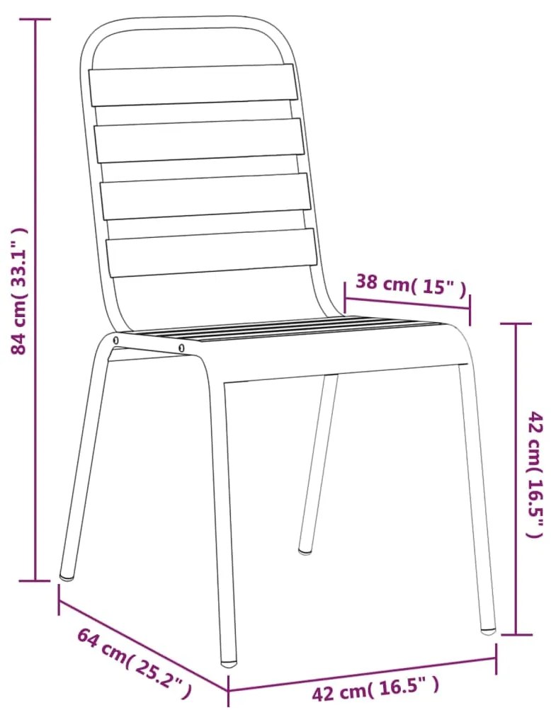 7 pcs conjunto de jantar para jardim aço antracite