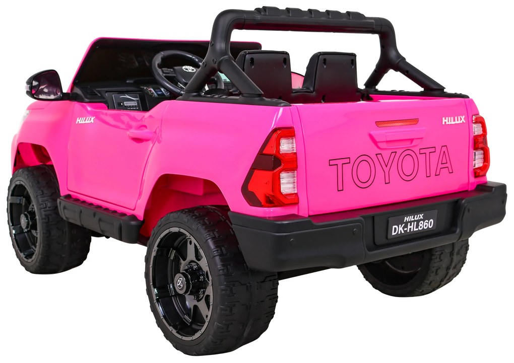 Carro elétrico para Crianças Toyota Hilux 12V 4x4 Rodas Espuma EVA, Assento couro ecológico Rosa