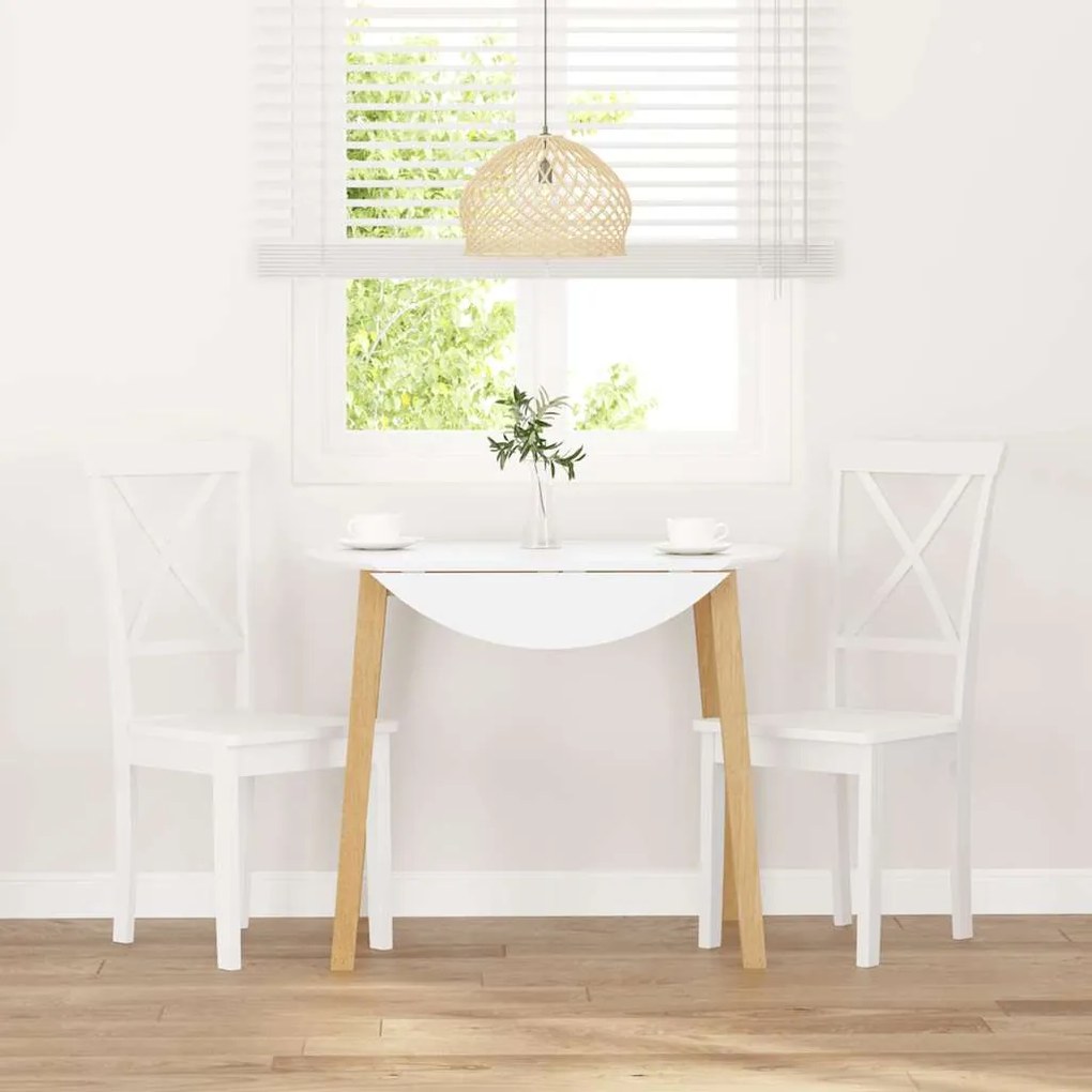 Cadeiras de jantar 2 pcs madeira de seringueira maciça branco