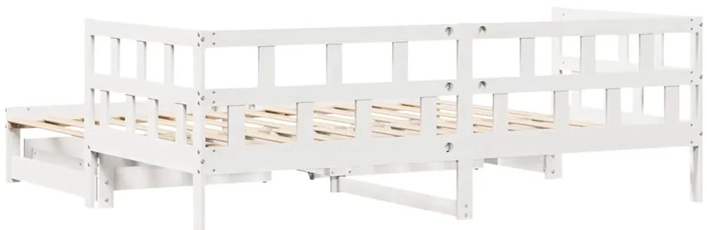 Sofá-cama com gavetão e gavetas sem colchão 90x200 cm branco