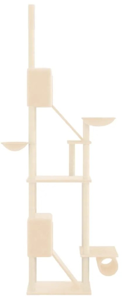 Árvore p/ gatos altura ajustável chão ao teto 277-303 cm creme