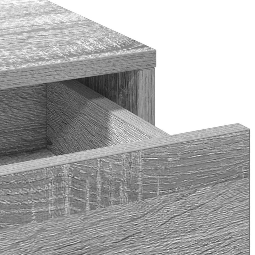 Conjunto de Mesa de Maquilhagem 2 Peças com LED Cinzento em Madeira de