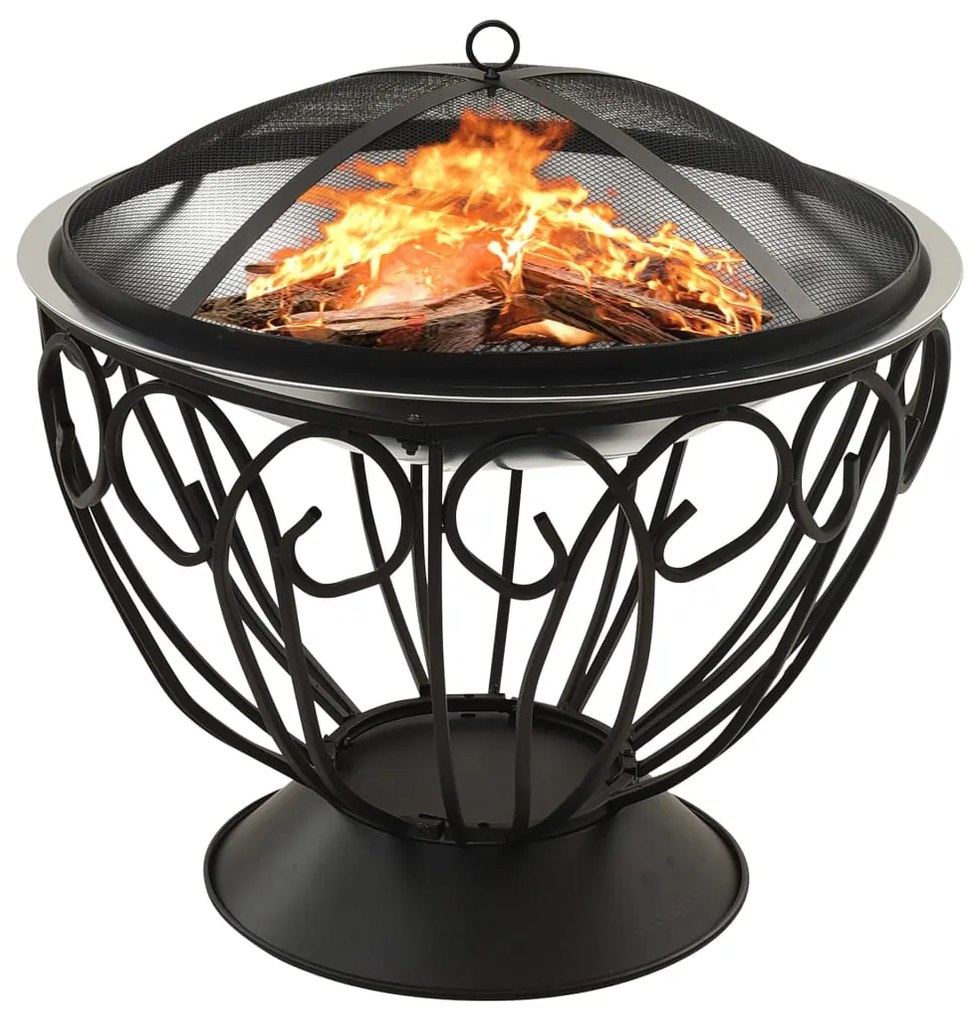 Braseira e barbecue 2-em-1 atiçador 59x59x60cm aço inoxidável