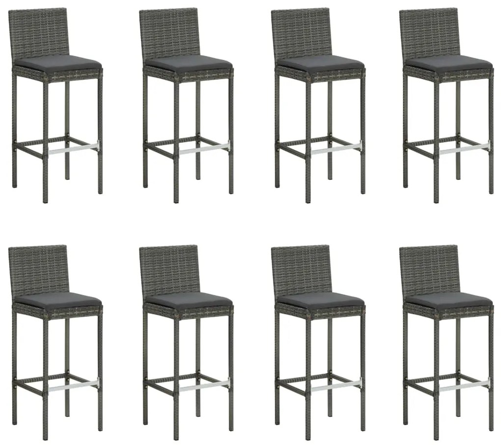 9 pcs conjunto de bar exterior c/ almofadões antracite vime PE