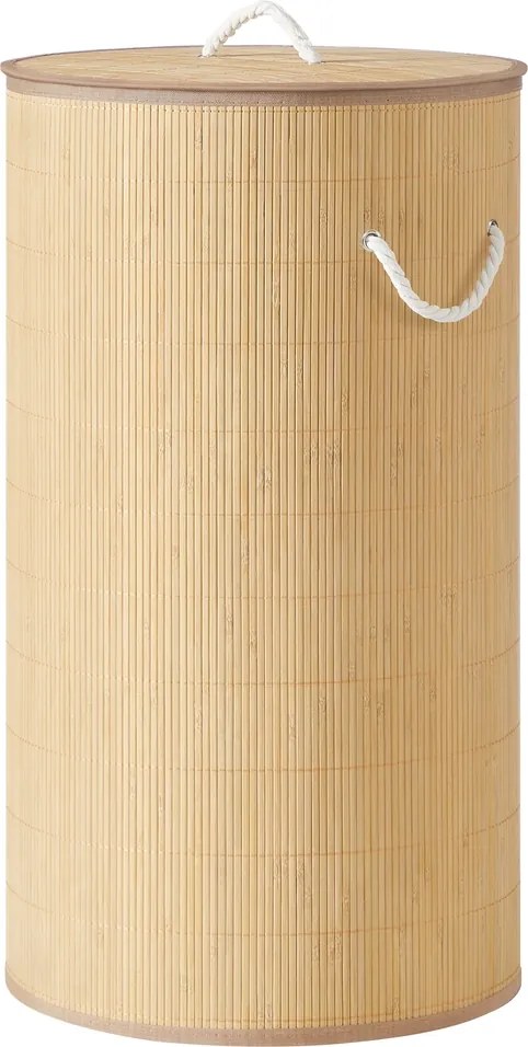 Cesto da roupa suja com tampa, 90 L, cesto de bambu natural