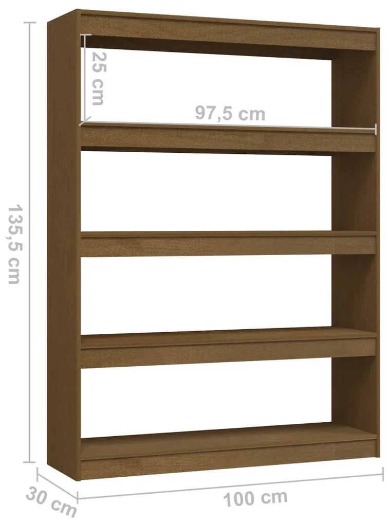 Estante/divisória 100x30x135,5 cm pinho maciço castanho mel