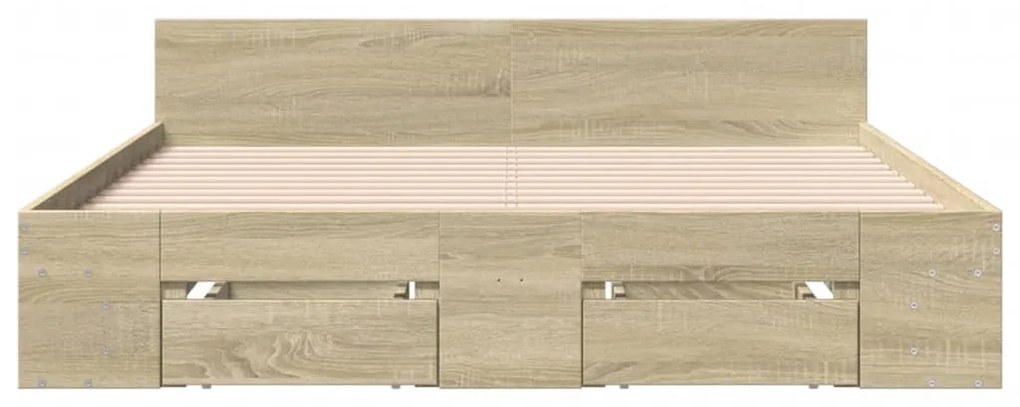 Estrutura de cama c/ gavetas derivados madeira carvalho sonoma