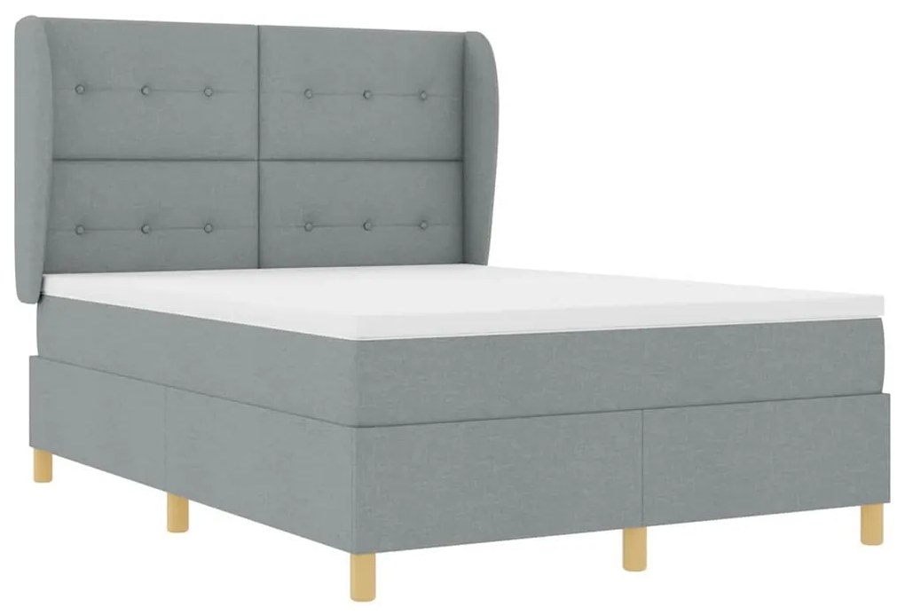 Cama Box Spring vidaXL com Colchão Cinza Claro 140x200 cm Tecido