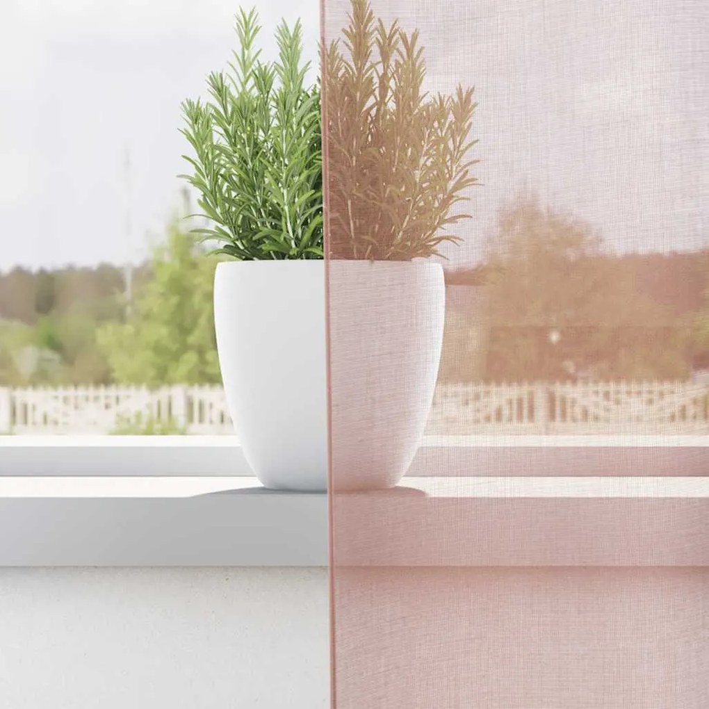 Cortinas de voile com ilhós 2 pcs rosa 140x225 cm
