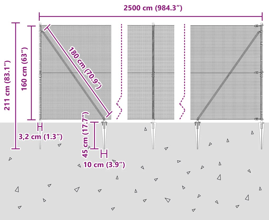 Cerca de Fio Soldado com 13 Postes Pontudos 1,6x25 m Aço Galvanizado