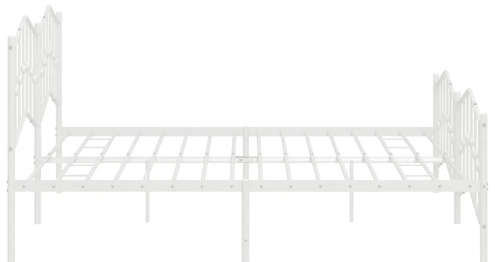 Estrutura de cama com cabeceira e pés 200x200 cm metal branco