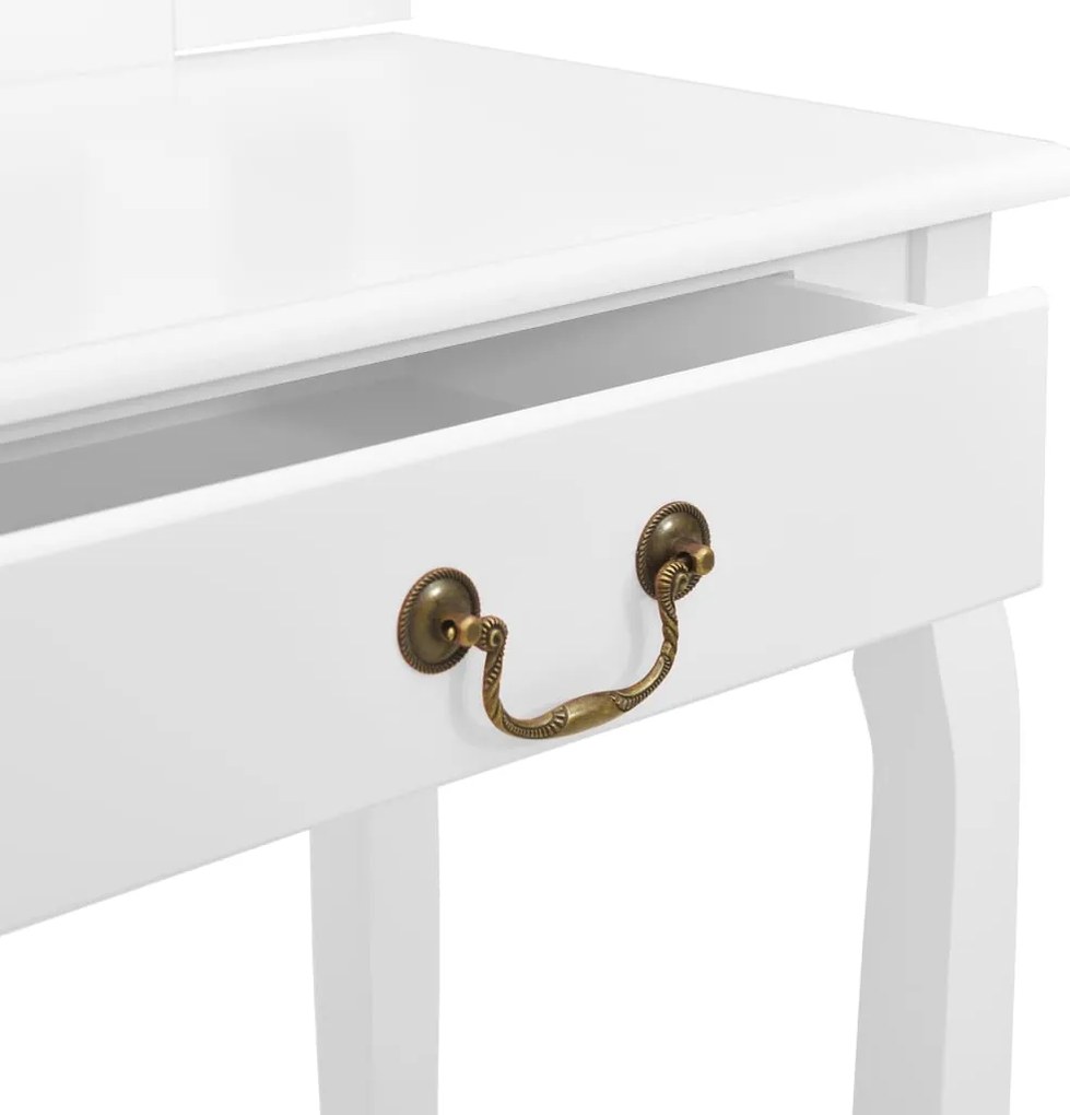 Toucador c/ banco 65x36x128 cm MDF e madeira paulownia branco