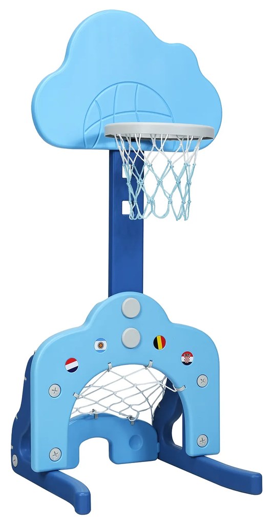 Conjunto de cesta de basquete infantil 3 em 1 com bolas - branco