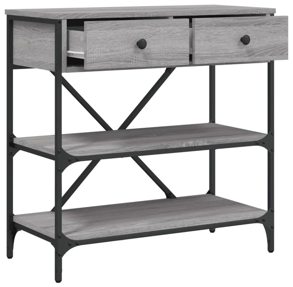 Mesa consola 75x34,5x75 cm derivados de madeira cinzento sonoma