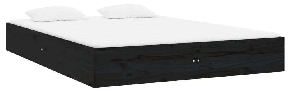 Estrutura cama pequena casal UK 120x190 cm pinho maciço preto