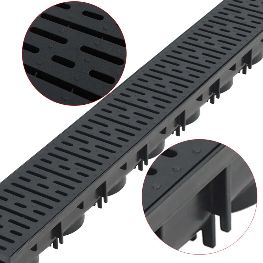 Canais de drenagem 3 pcs plástico 3 m