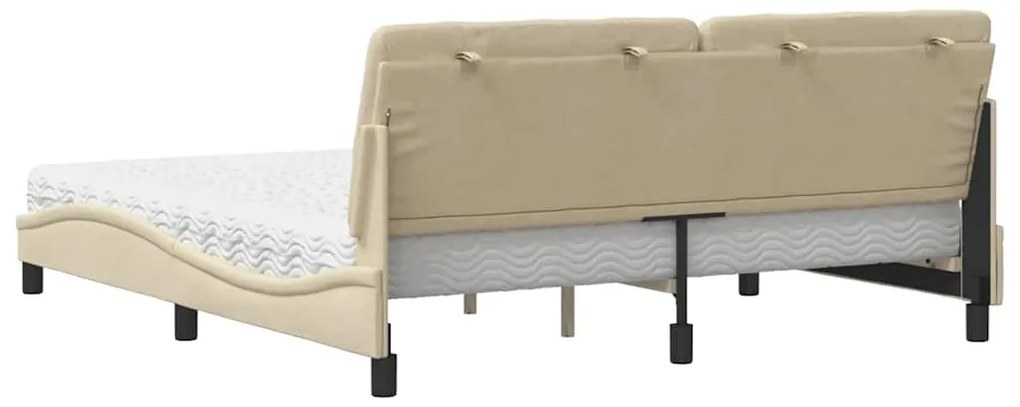 Cama com colchão 180x200 cm tecido cor creme