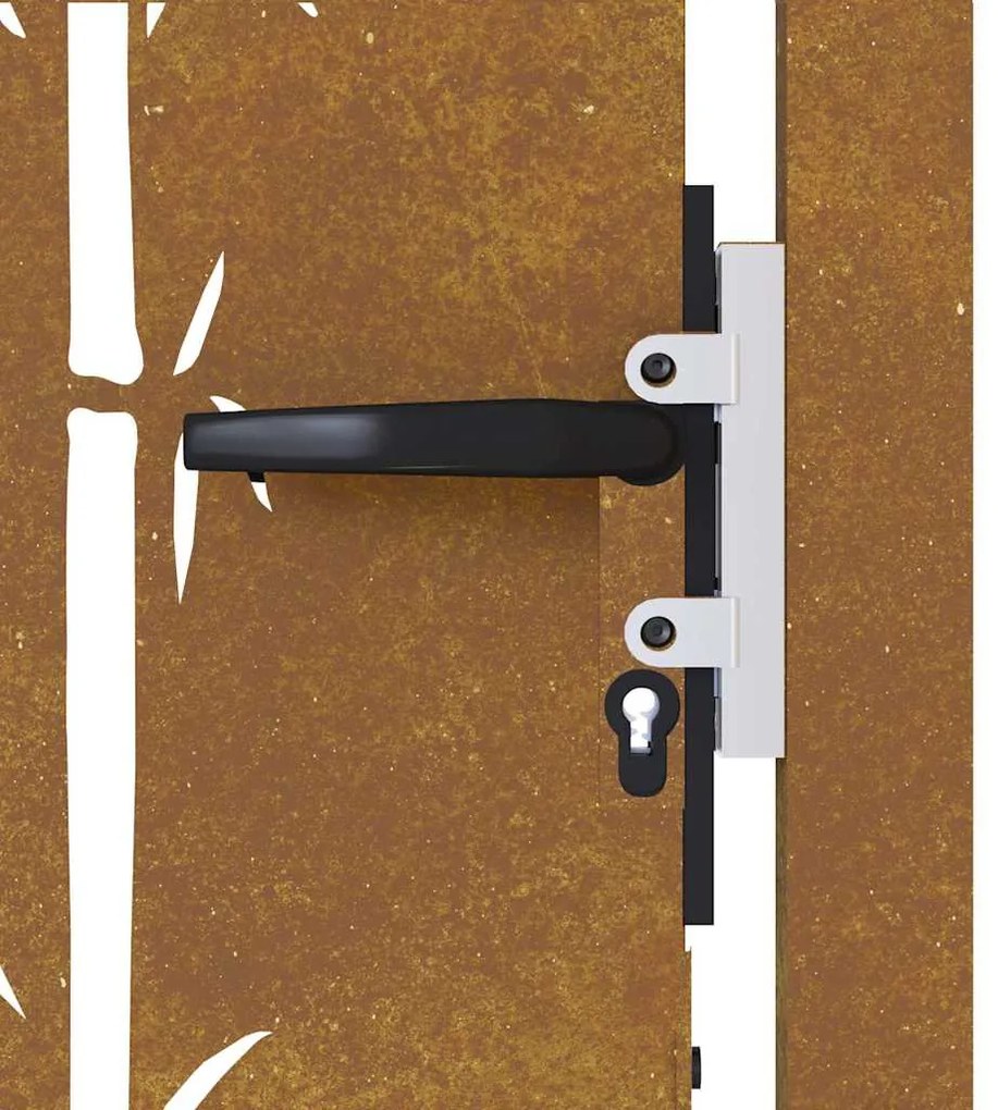 Portão de jardim 105x180 cm aço corten design bambu