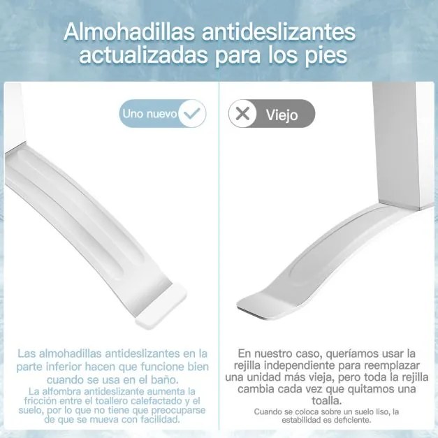 Toalheiro elétrico com 6 barras Aquecedor para aquecer e secar roupa e toalhas 2 em 1 Vertical e de parede 53 x 35 x 90 cm Prateado