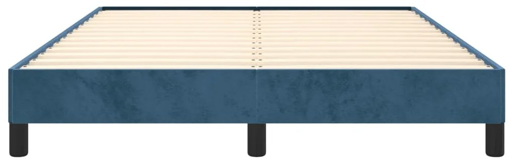 Estrutura de cama sem colchão 140x200 cm veludo azul-escuro
