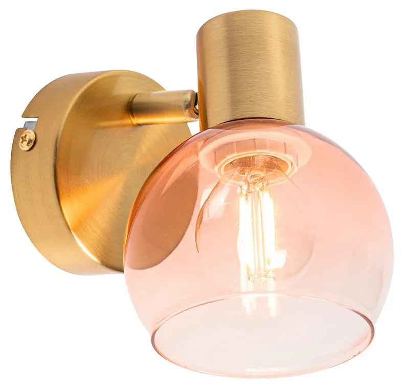 Projetores Art Deco Dourado com Vidro Rosa - Vidro Art Deco