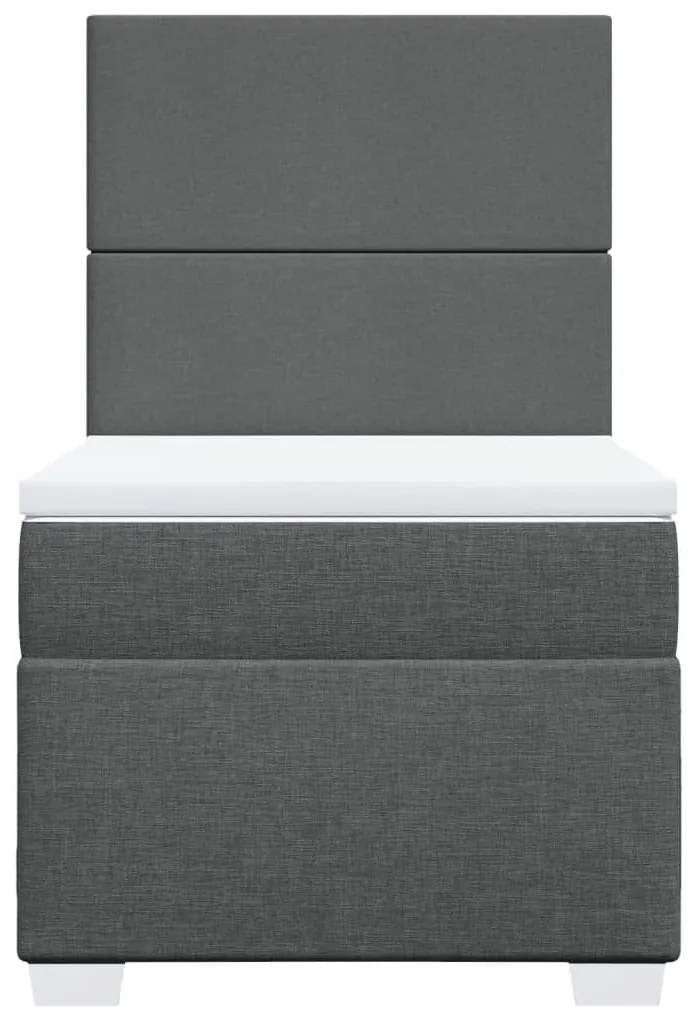 Cama com molas/colchão 100x200 cm tecido cinza-escuro