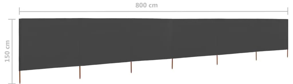 Para-vento com 6 painéis em tecido 800x120 cm antracite