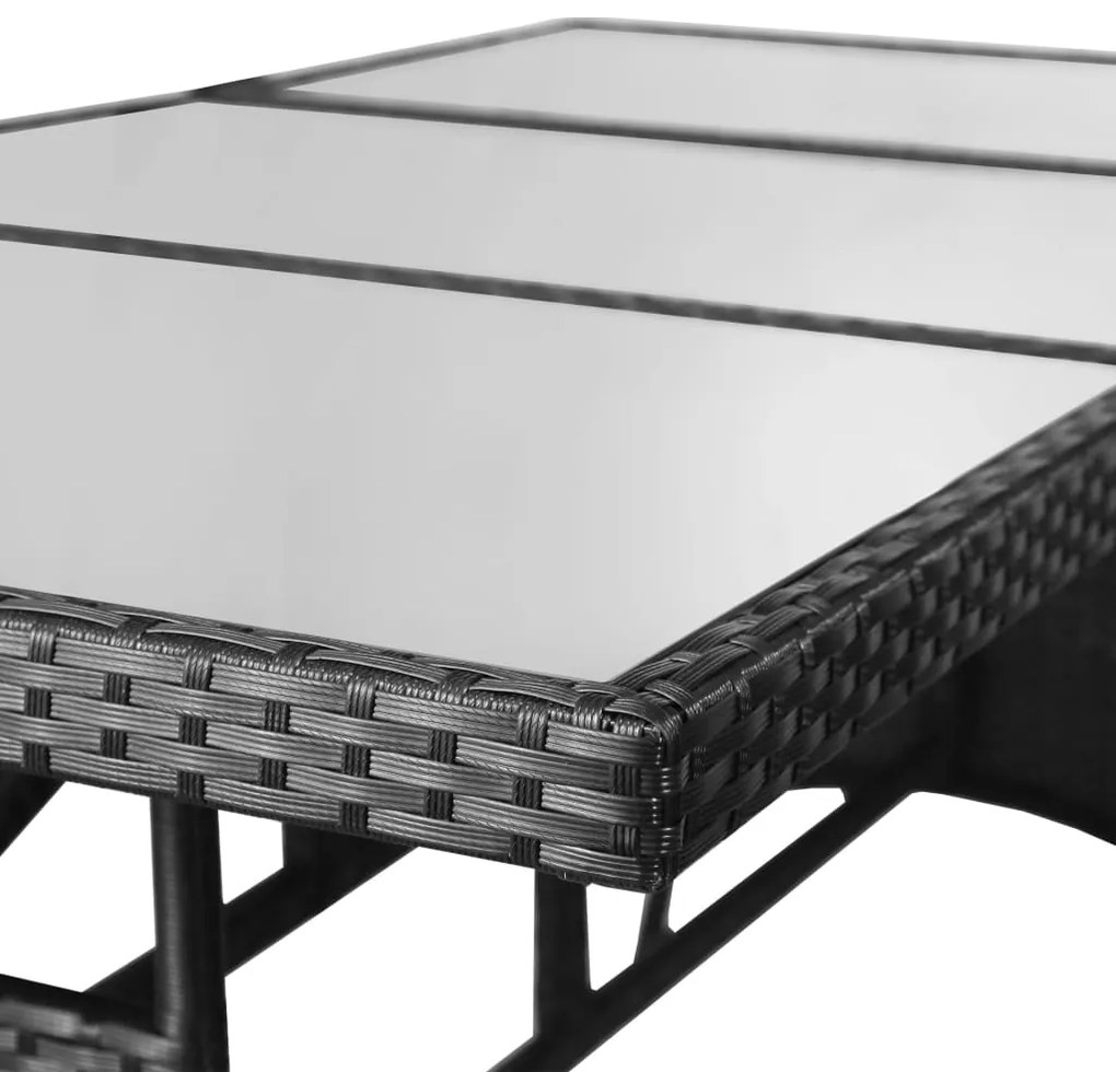 Mesa de jardim 170x80x74 cm vime PE preto
