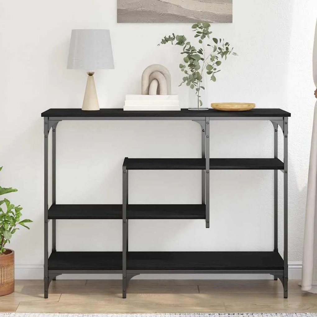 Mesa de Consola vidaXL Preto Carvalho 100x35x75 cm Madeira Engenharia