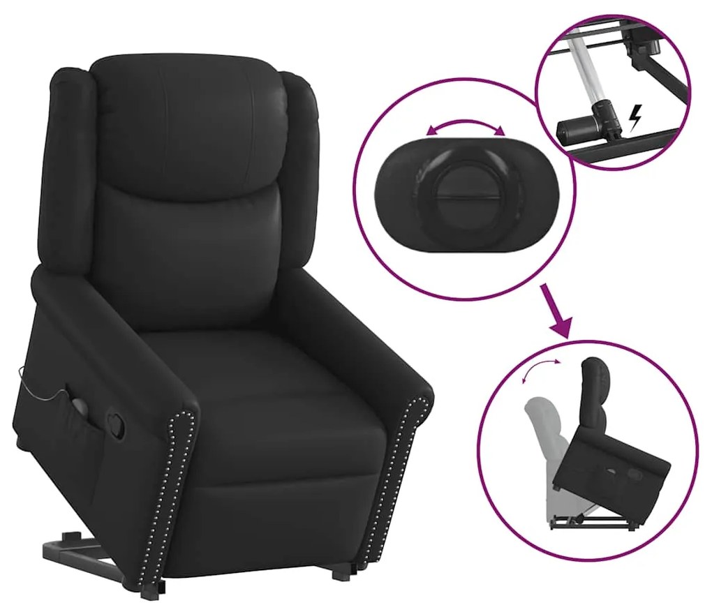 Poltrona massagens reclinável elevatória couro artificial