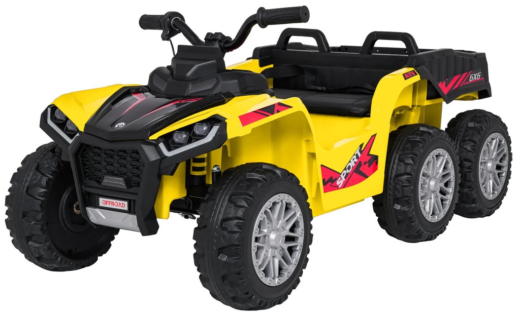 Moto 4 elétrica para crianças 12V 4x4 Sport TX ATV, Rodas Espuma EVA, assento couro ecológico Amarela