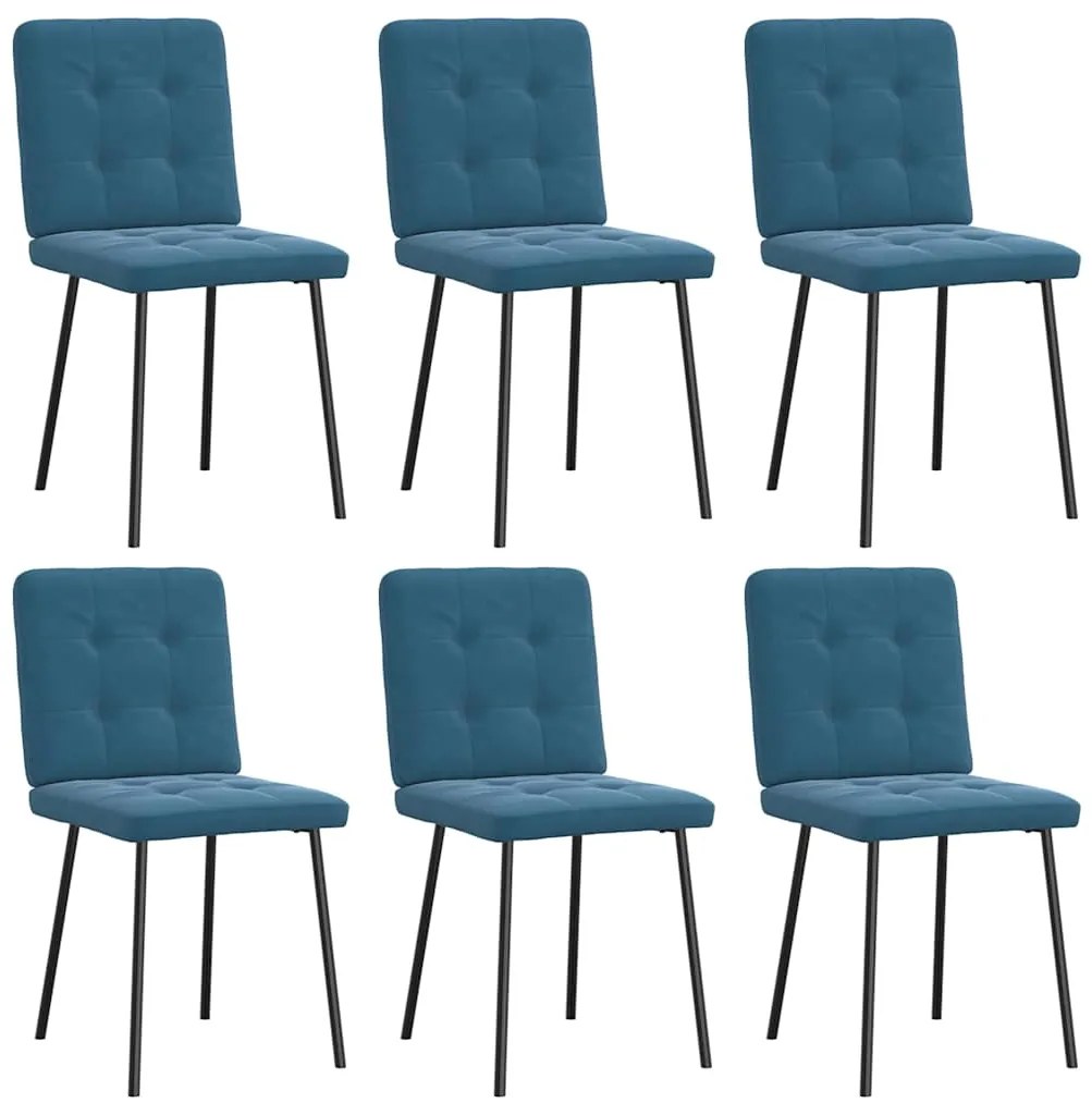 Cadeiras de jantar 6 pcs veludo azul