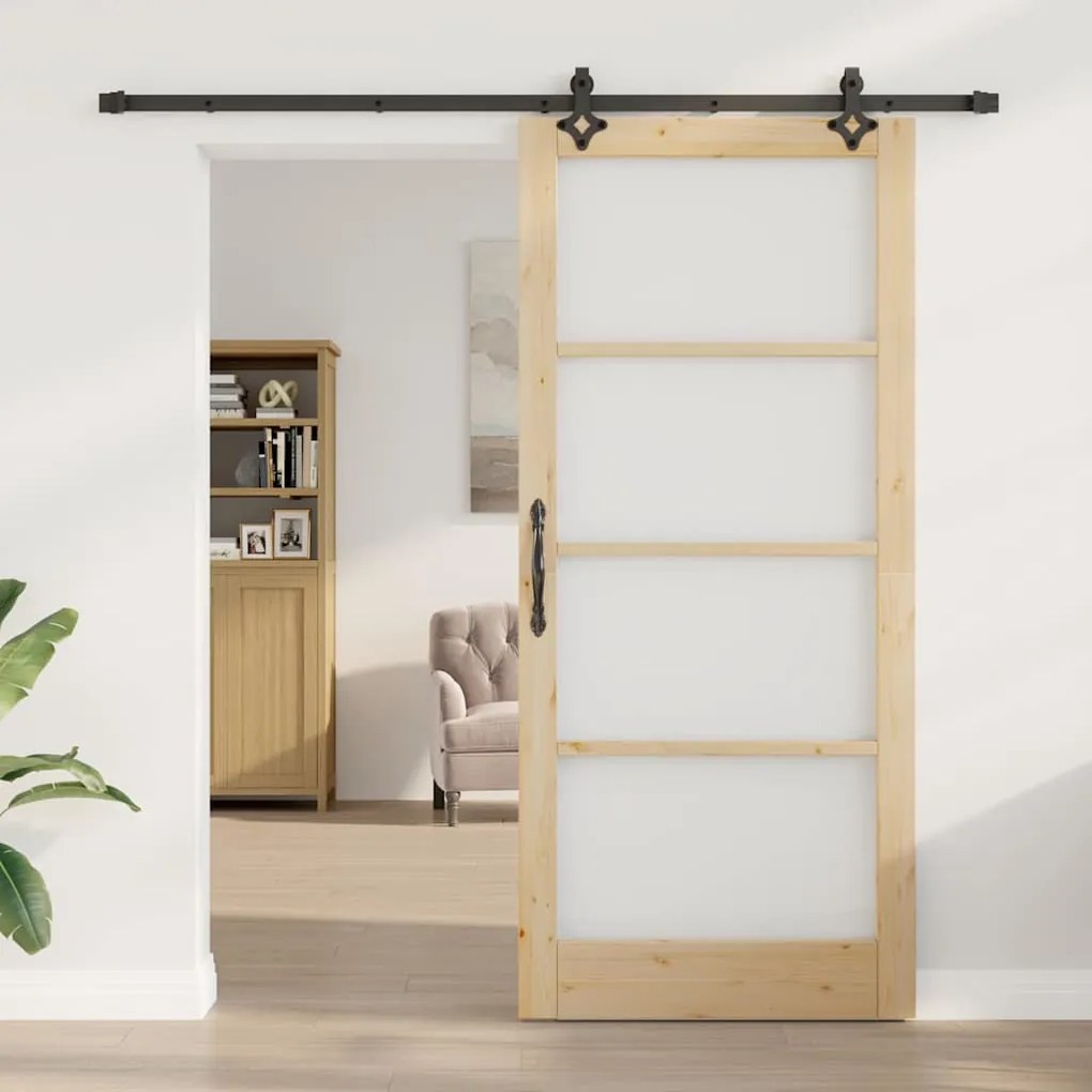 Porta Deslizante vidaXL com Conjunto de Ferragens 93x211 cm de Madeira