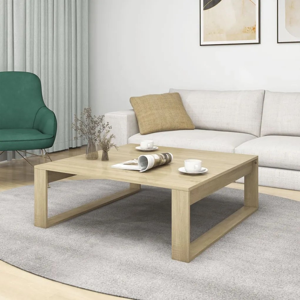 Mesa de centro 100x100x35 cm derivados madeira carvalho sonoma