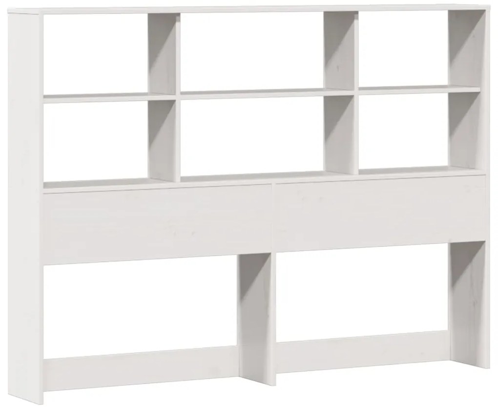 Cama com estante sem colchão 200x200 cm pinho maciço branco