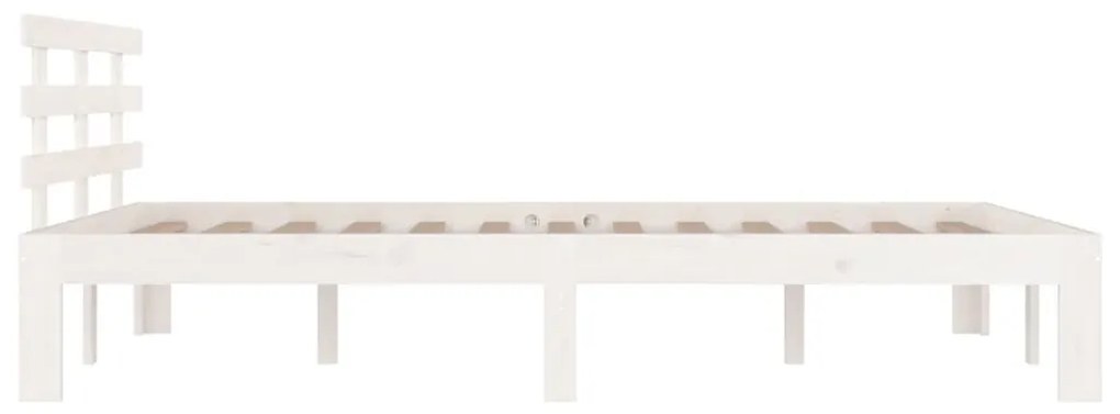 Estrutura de cama 140x190 cm madeira maciça branco