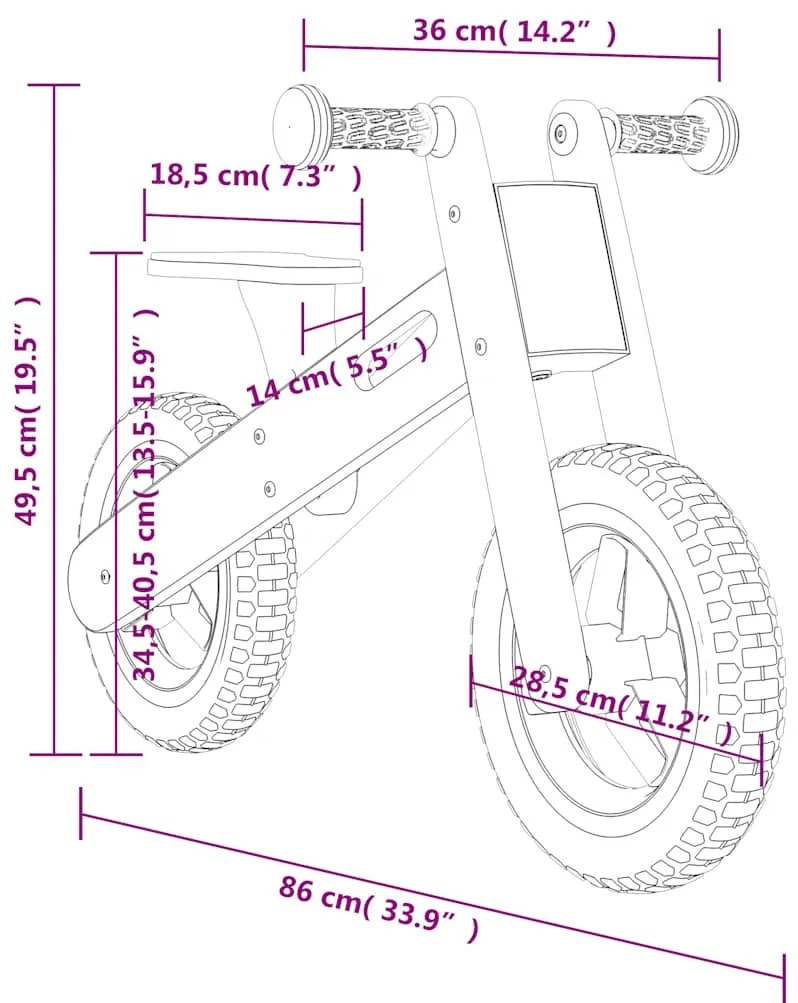 Bicicleta de equilíbrio para crianças com estampa cinzento