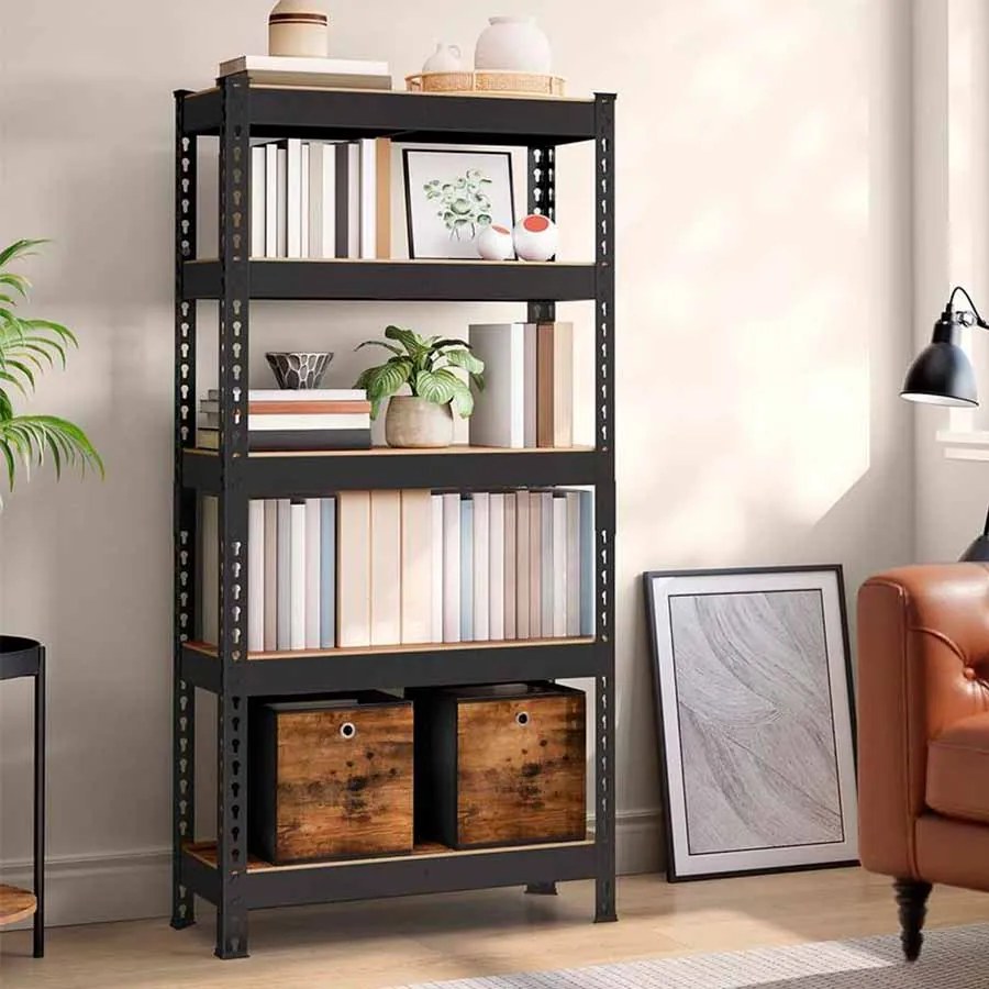 Estante para cargas pesadas com 5 prateleiras 30 x 75 x 150 cm preto e castanho vintage