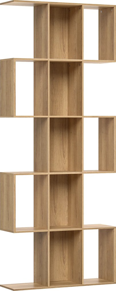HOMCOM Estante de 5 Níveis Estante de Livros Estreita Estante em Forma de S 80x24x200 cm Carvalho | Aosom Portugal