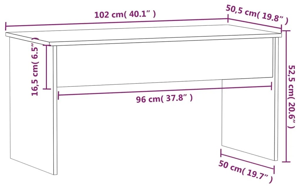 Mesa de Centro Beira Elevatória de 102 cm - Madeira Rústica - Design M