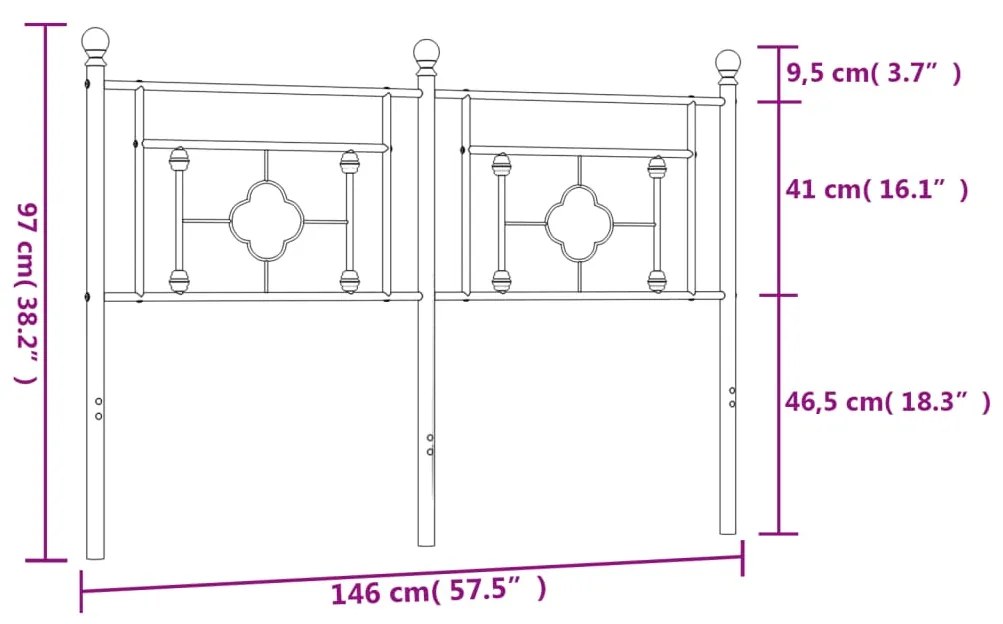 Cabeceira de cama 140 cm metal preto