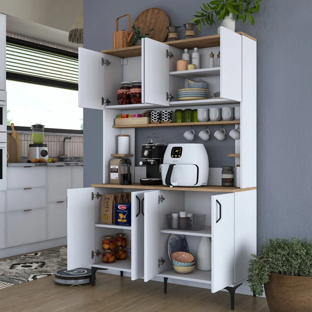 Armário Alto de Cozinha "Stella" - 120 x 184,2 x 40 cm - Nogueira e Br