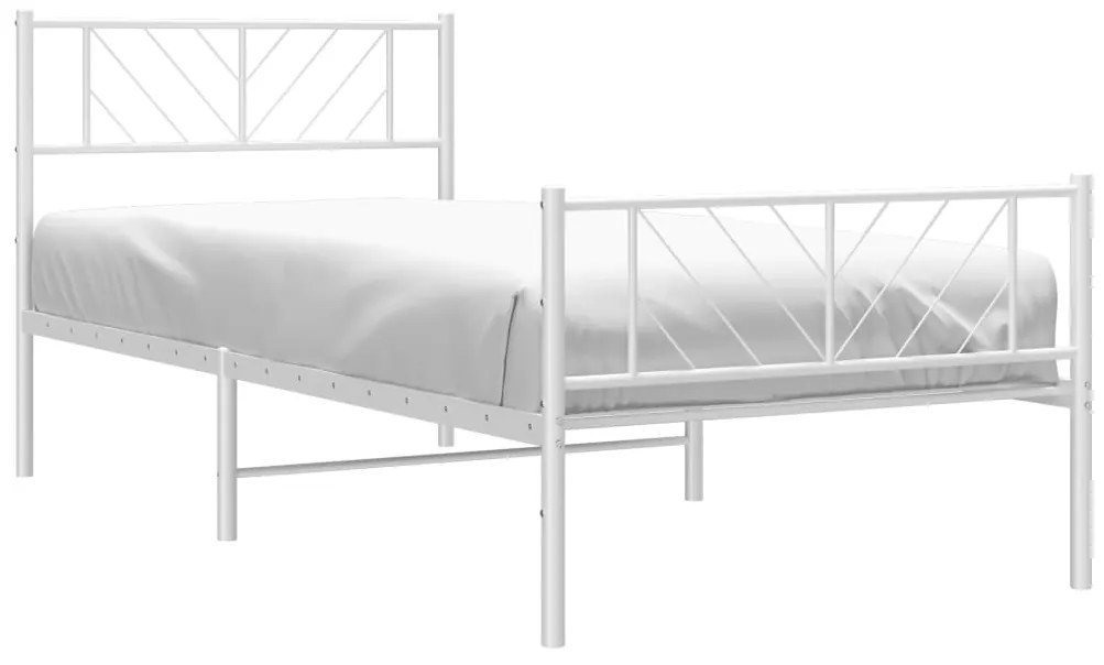 Estrutura de cama com cabeceira e pés 90x190 cm metal branco