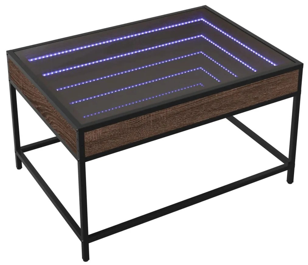 Mesa de centro luzes LED Infinity 70x50x41 cm carvalho castanho