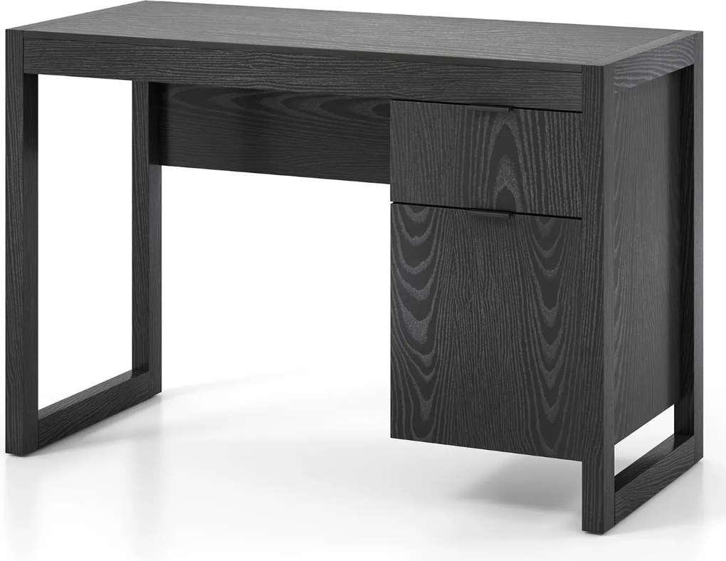 Secretária para computador 112 x 50 x 75 cm com armário e gaveta, painel espesso, estrutura resistente, superfície lisa, fácil de limpar, para casa ou