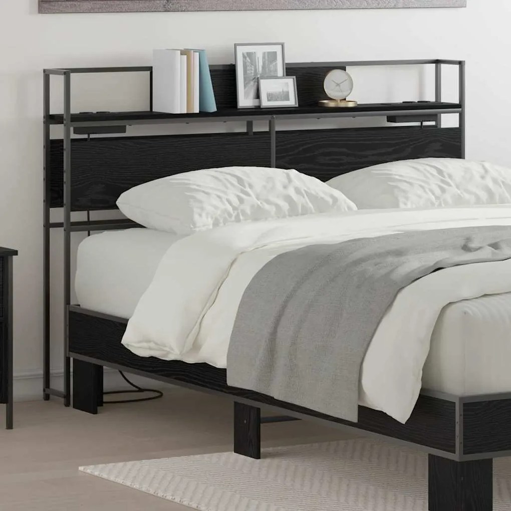 vidaXL Cabeceira de armazenamento com cabeceira Carvalho preto 140 cm