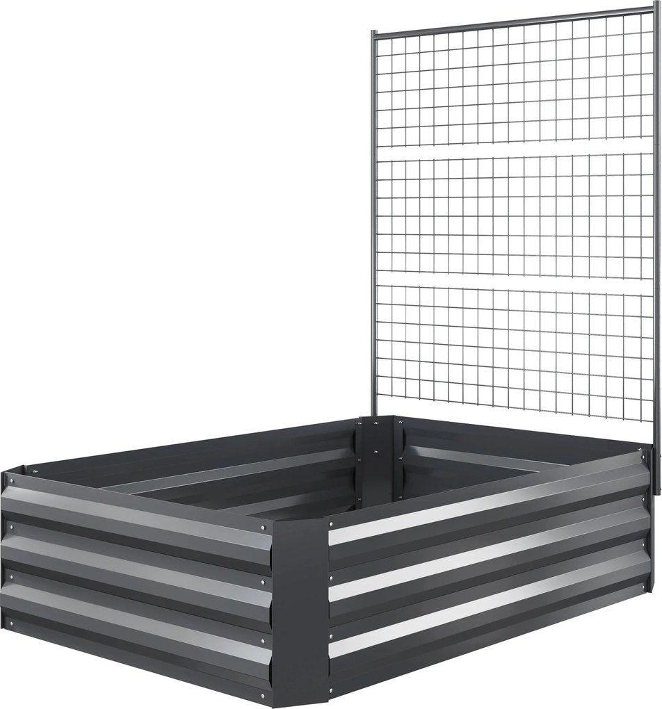 Caixa de Plantação de Aço Galvanizado com Treliça para Plantas Trepadeiras e Fundo Aberto 80x115x125 cm Cinza Escuro